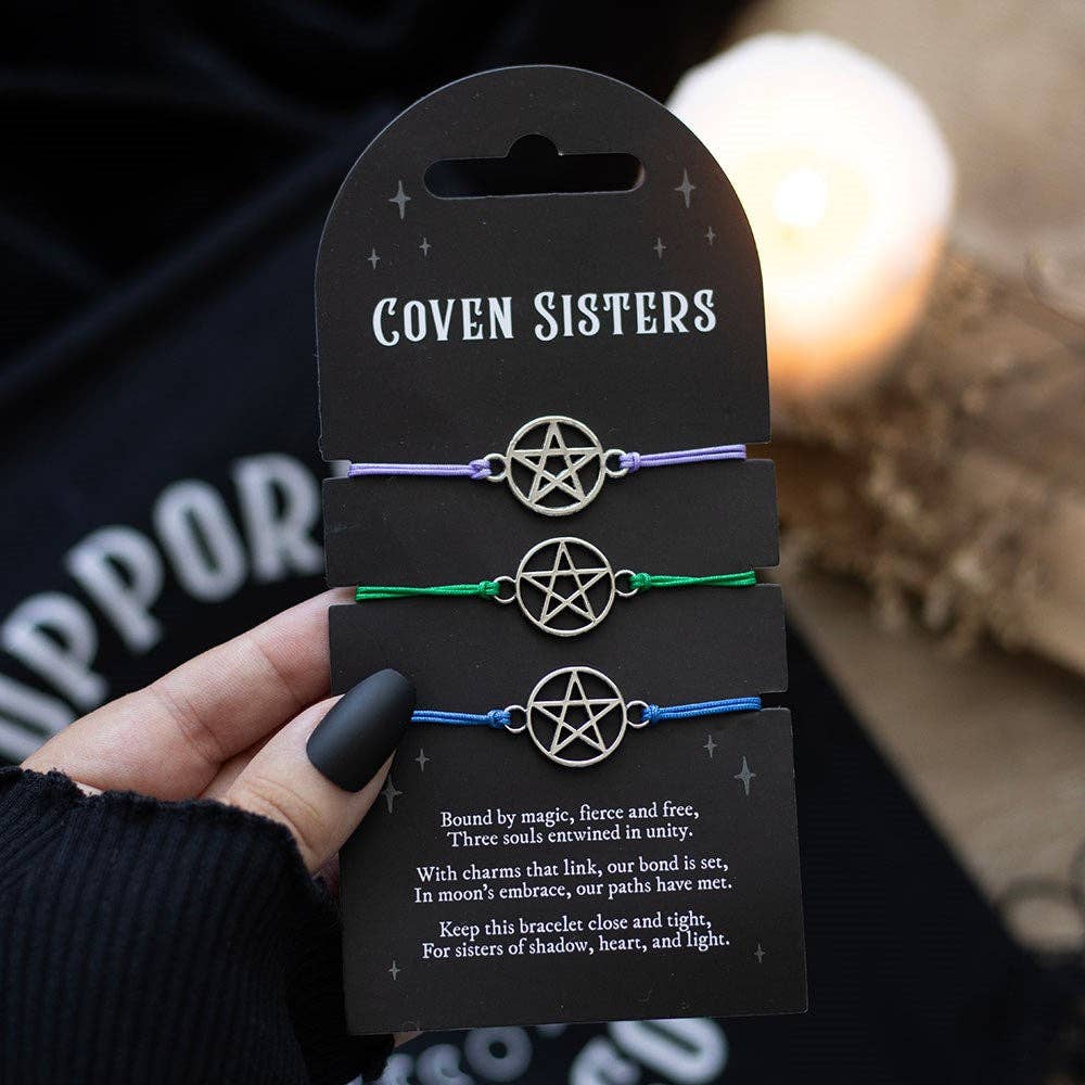 Set van 3 Coven Sisters armbanden met pentagram