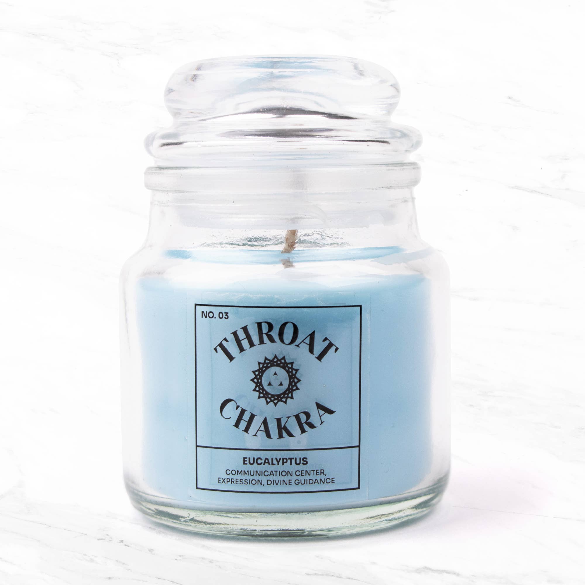 Zeven chakra kaarsen: Keel - Eucalyptus geur