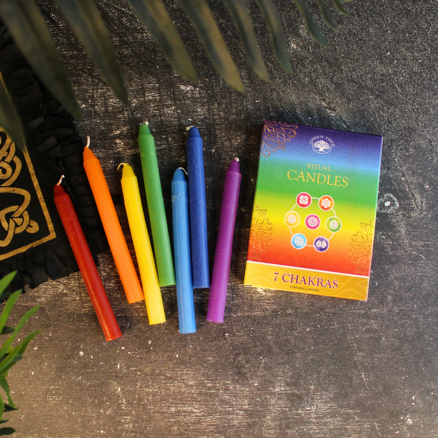 Green Tree Ritual kaarsen 7 chakra, set van 7