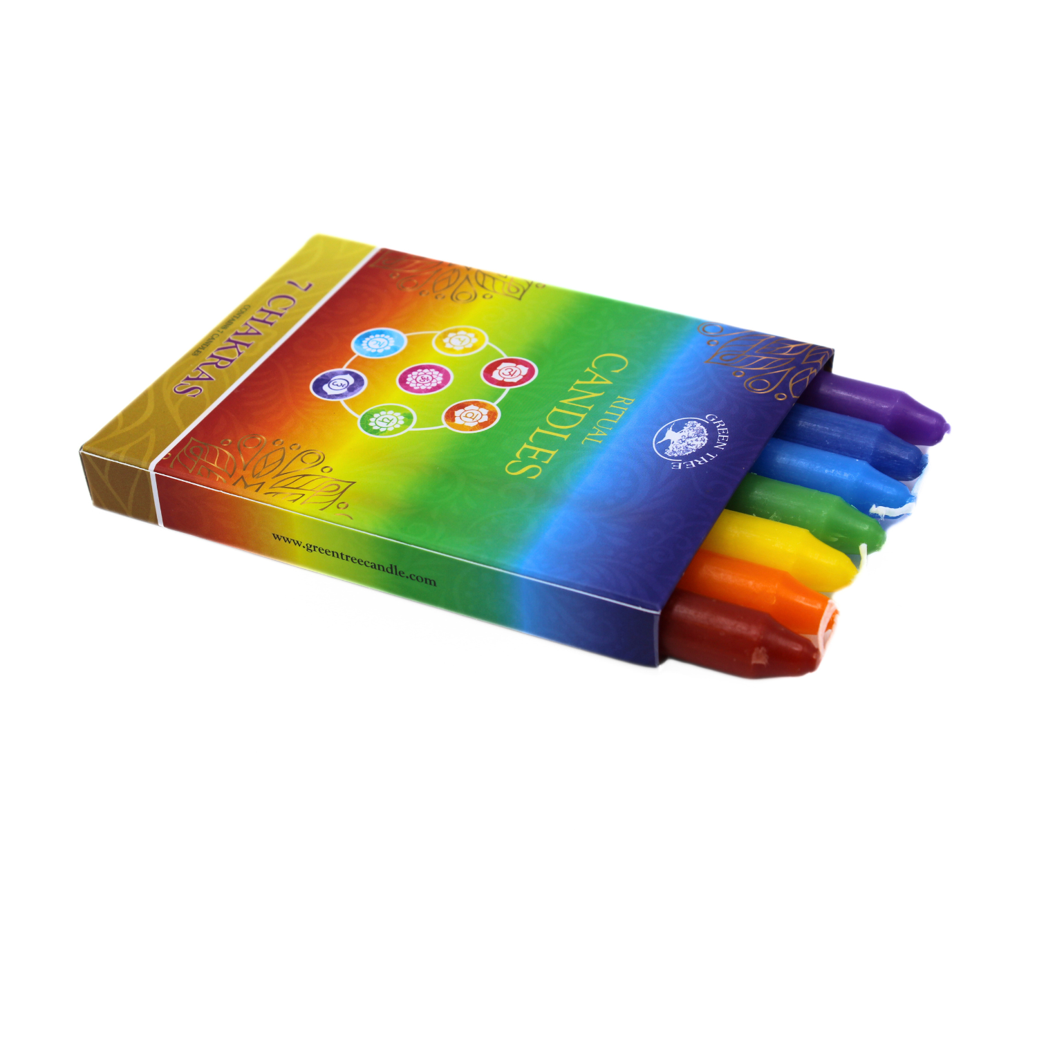 Green Tree Ritual kaarsen 7 chakra, set van 7