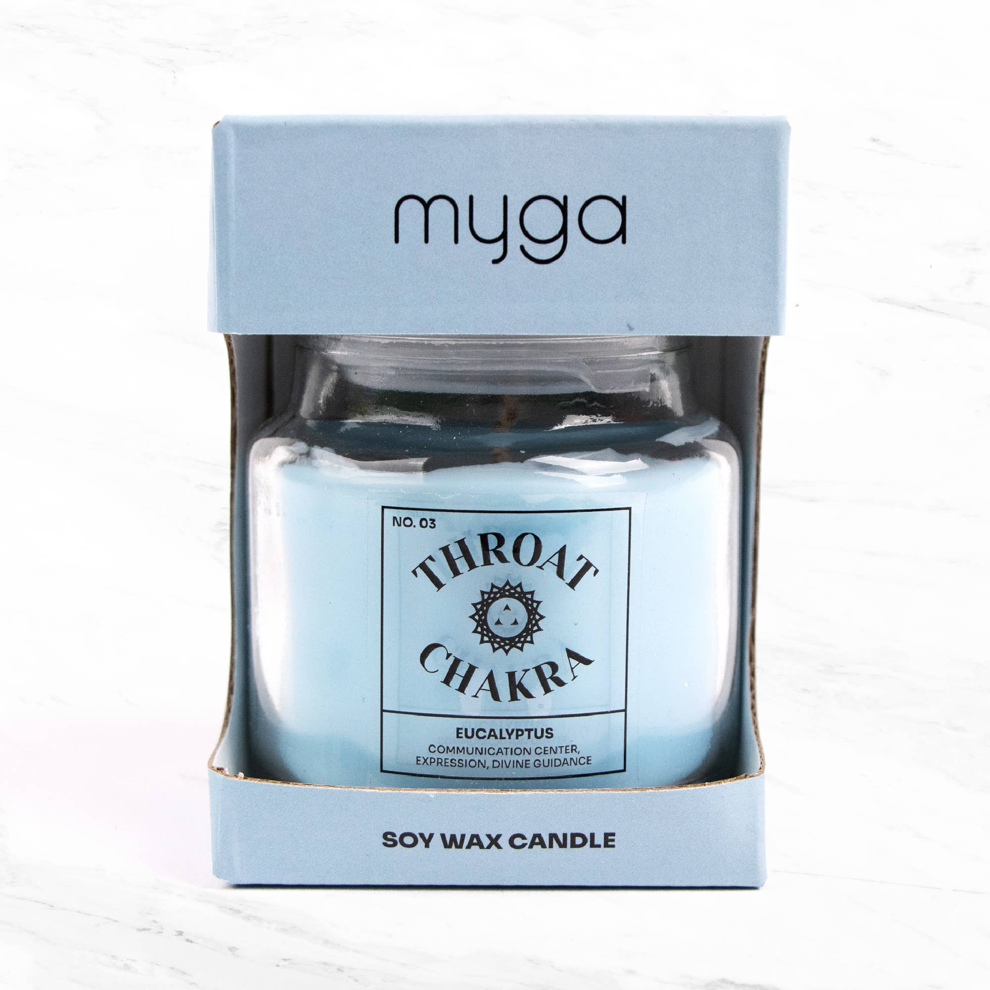 Zeven chakra kaarsen: Keel - Eucalyptus geur