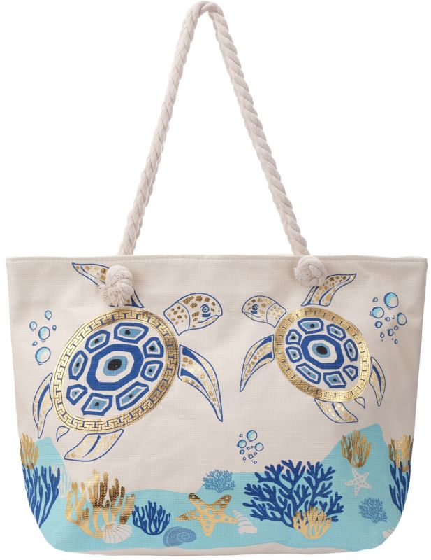 Beach bag turtle blauw