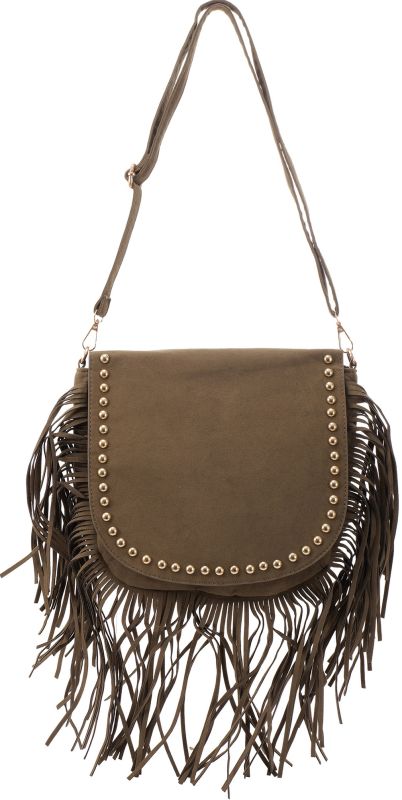 Tas met franje en studs green