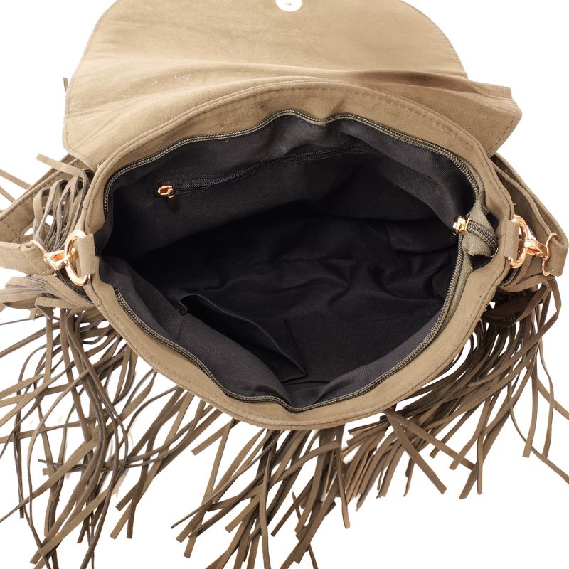 Tas met franje en studs green