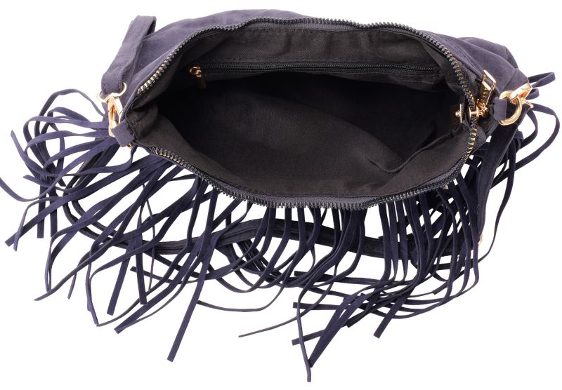 Tas met franje en studs blue