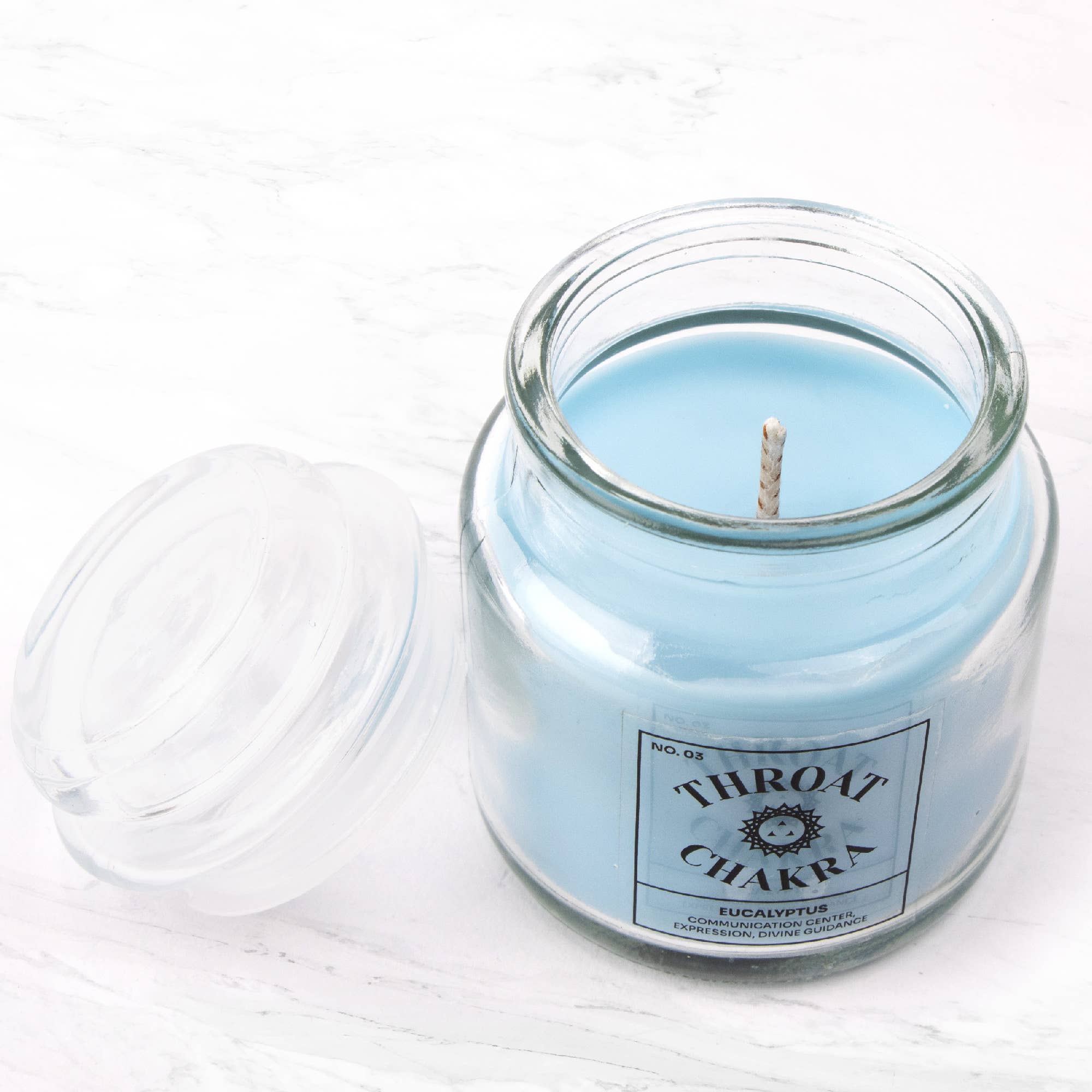 Zeven chakra kaarsen: Keel - Eucalyptus geur