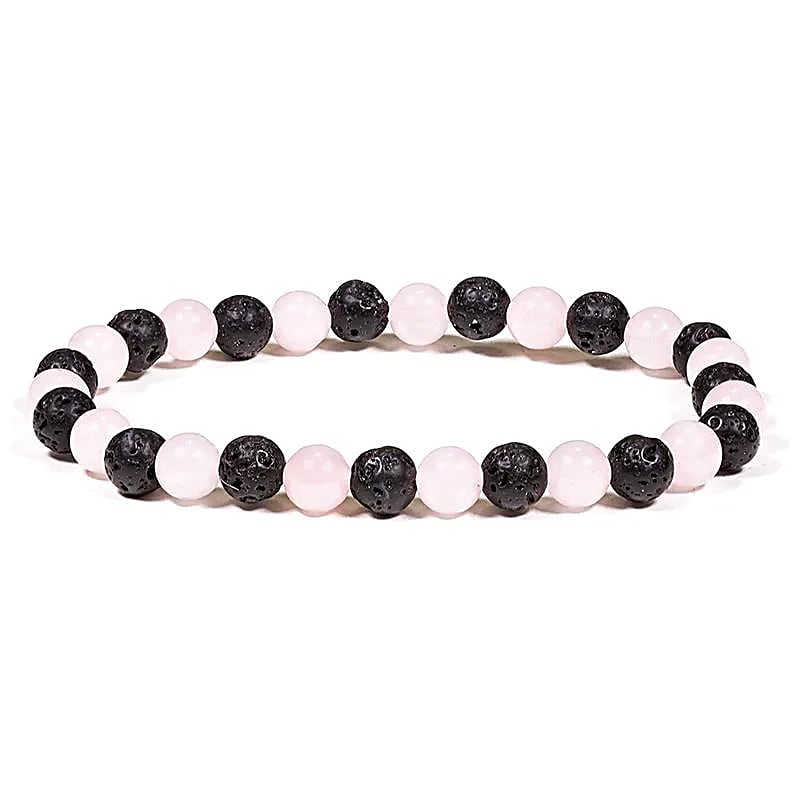 Armband lava/rozenkwarts