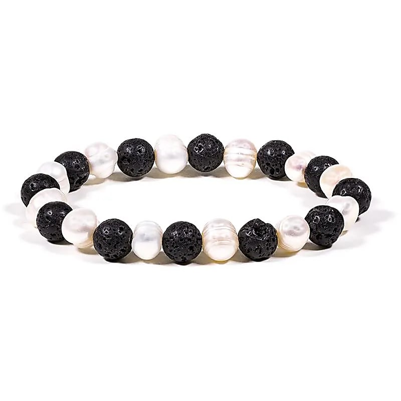 Armband lava/parel