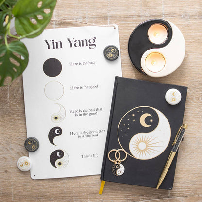 Yin Yang dagboek met zwarte obsidiaanpen