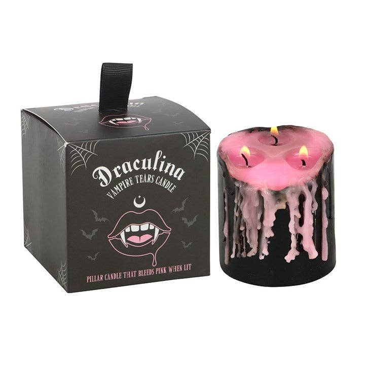 Kleine roze zuilkaars “Vampiertranen”