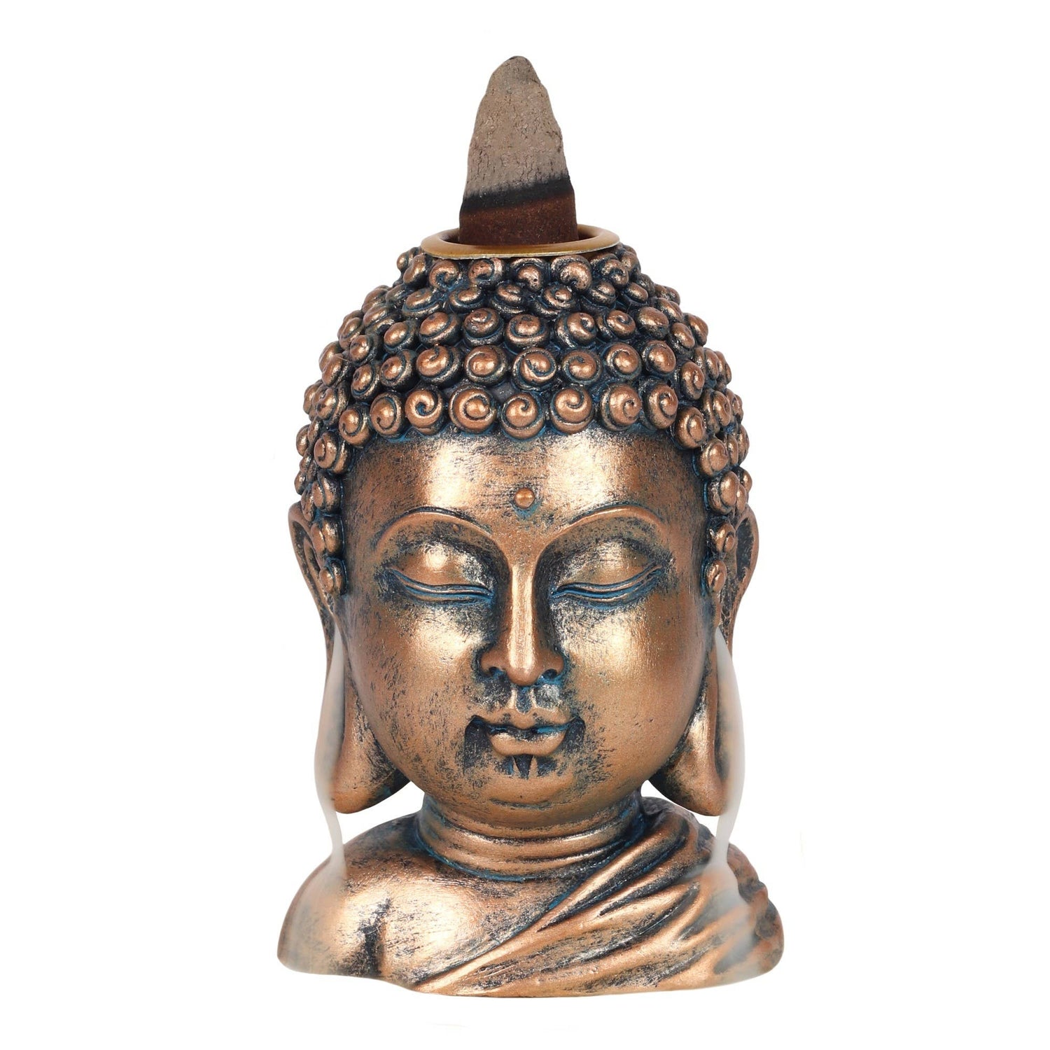 Bronze Buddha Head Backflow wierookbrander