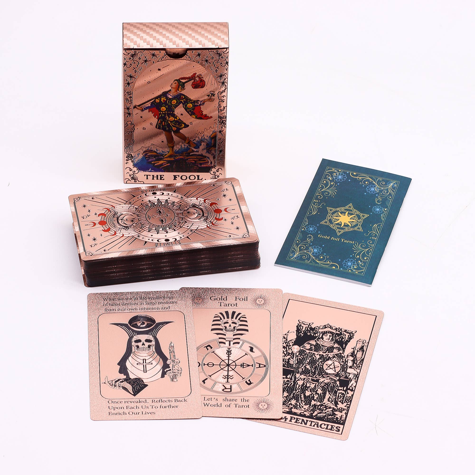 Tarotkaarten in roségoudfolie - Maanfasen