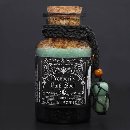 4x Oude heksenbadtoverdrank &amp; aventurijn kristalamulet - welvaart