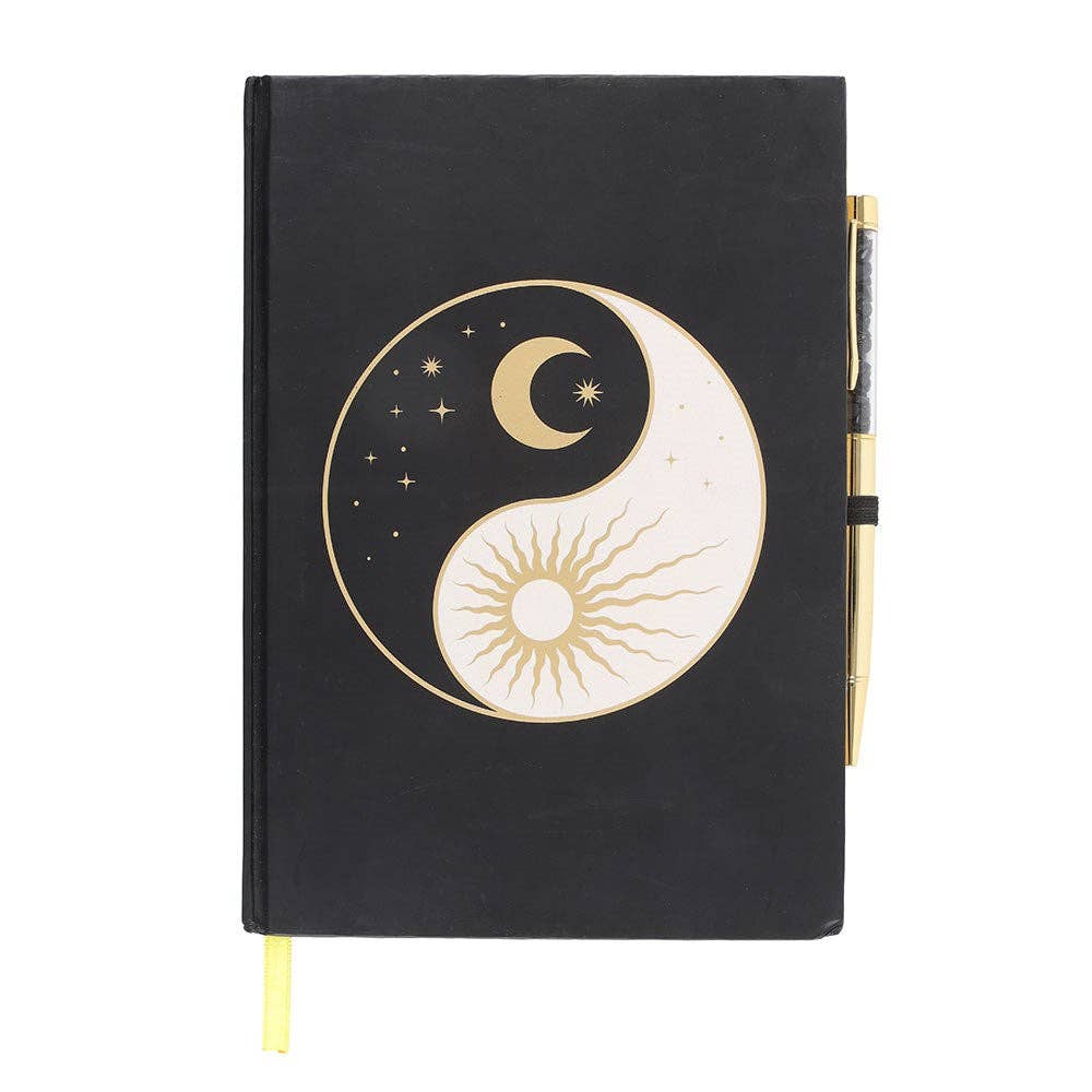 Yin Yang dagboek met zwarte obsidiaanpen