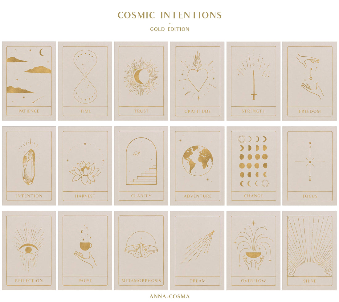 COSMIC INTENTIONS - KAARTENSET - 18 KAARTEN - GOUDEN EDITIE -