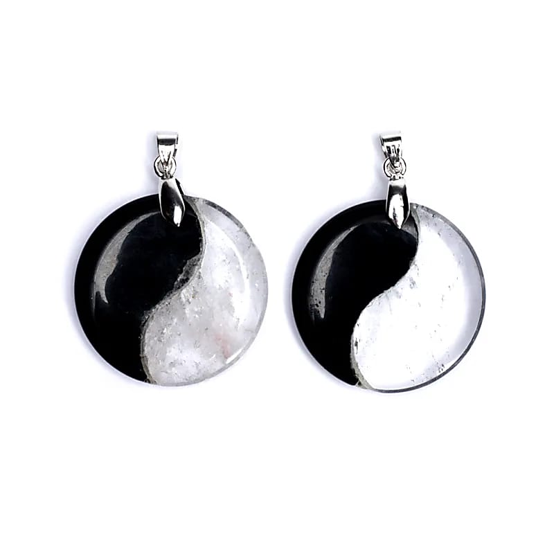Hanger Yin Yang obsidiaan/bergkristal