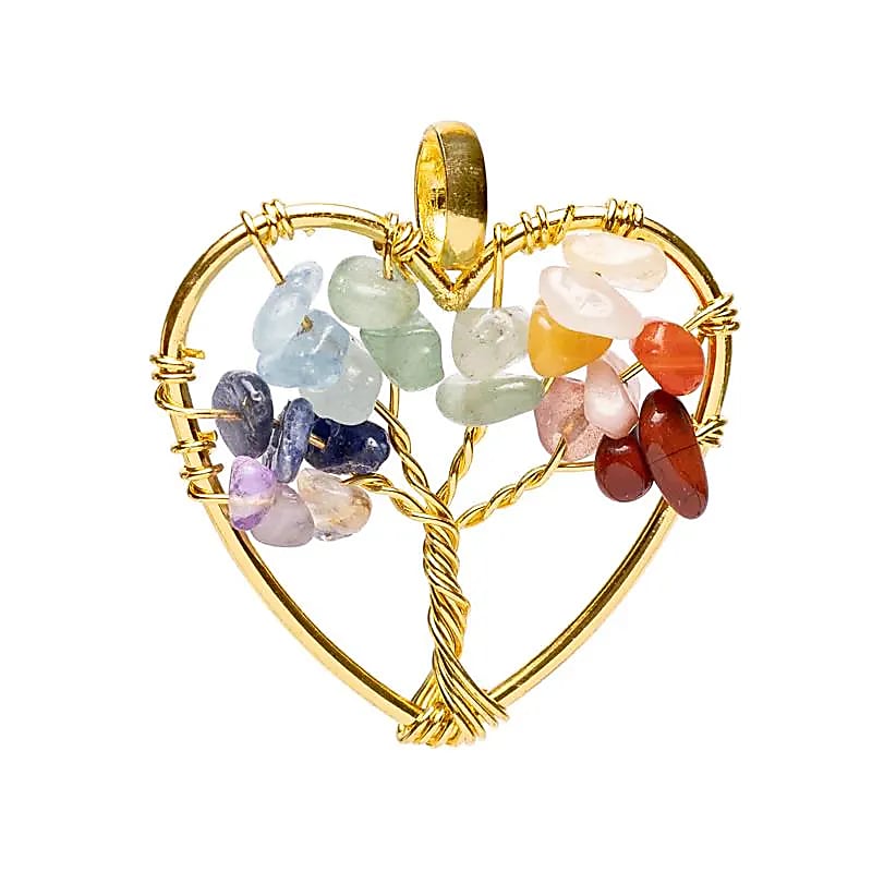 Chakra hanger goudkleurig hart levensboom