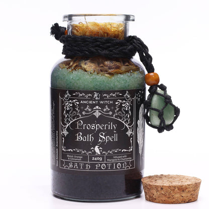 4x Oude heksenbadtoverdrank &amp; aventurijn kristalamulet - welvaart