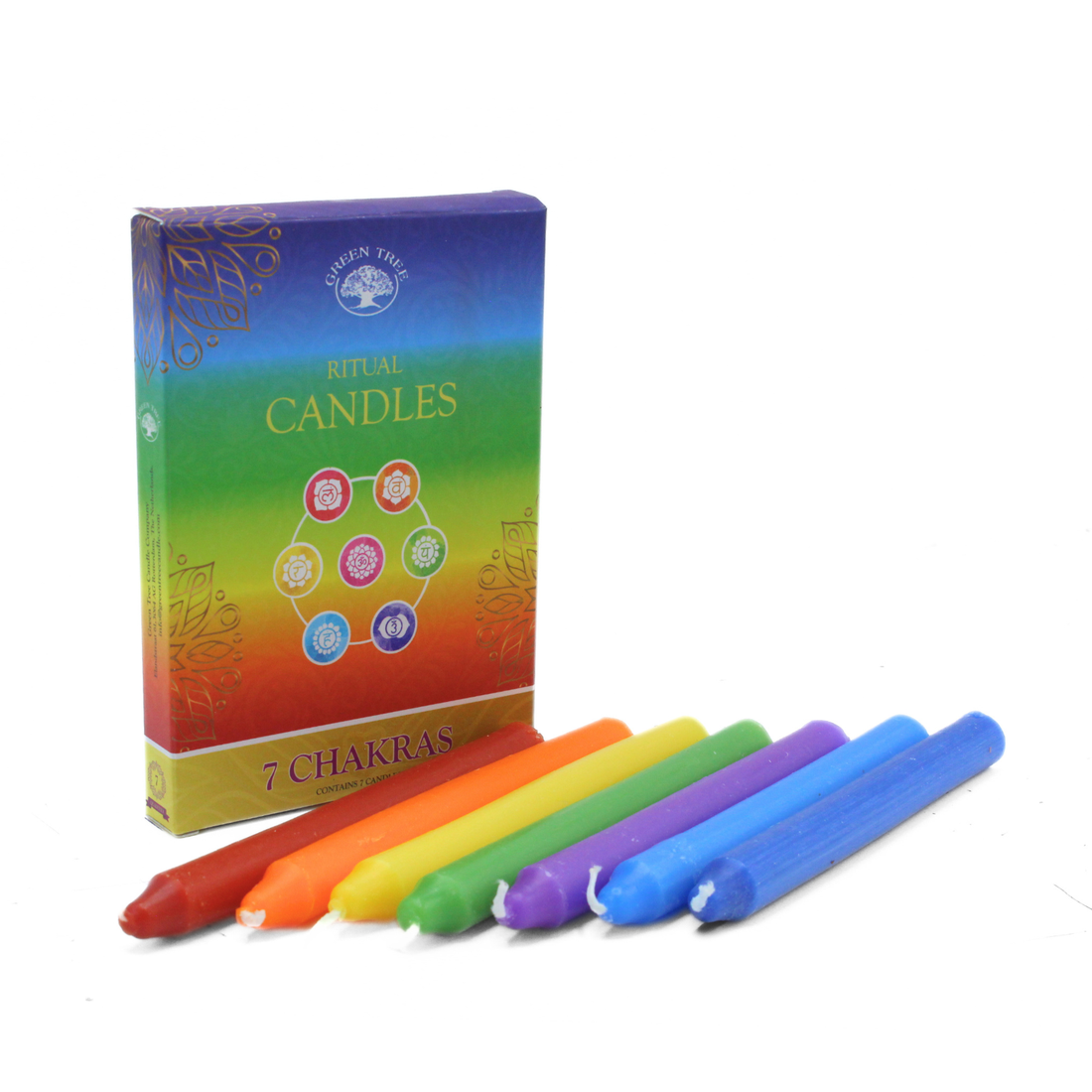 Green Tree Ritual kaarsen 7 chakra, set van 7