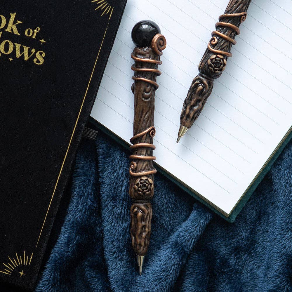 Zwarte obsidiaan toverstaf pen