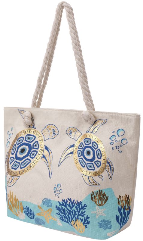 Beach bag turtle blauw