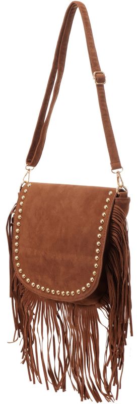 Tas met franje en studs brown