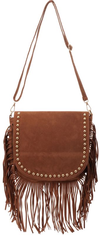 Tas met franje en studs brown