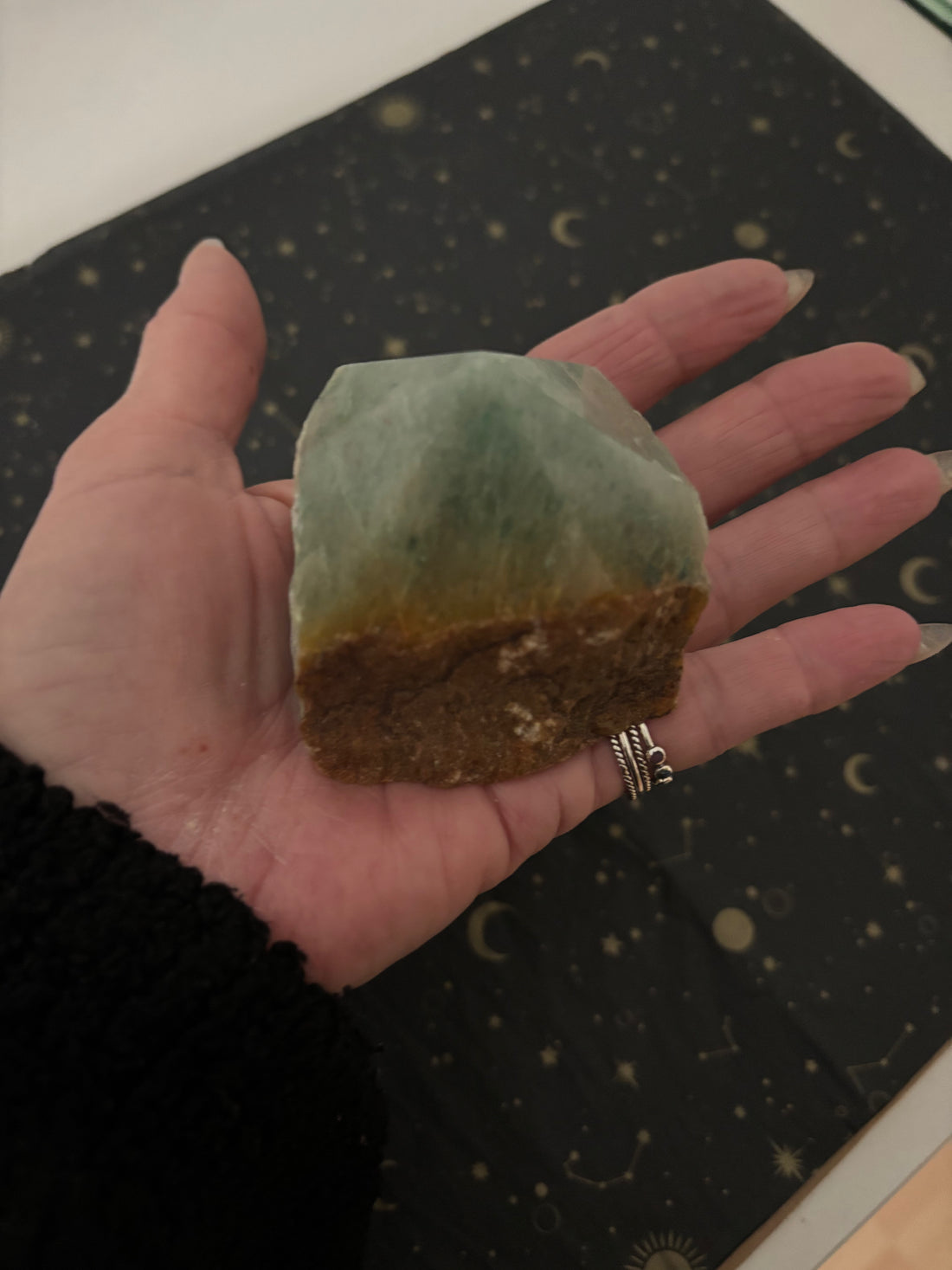 Ruwe groene aventurijnpunt steen 5 - 7 cm