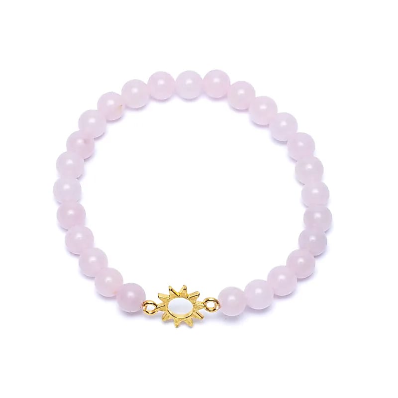 Armband rozenkwarts met zon bedel