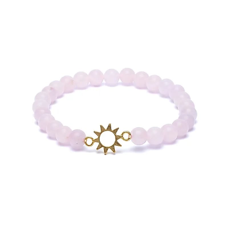 Armband rozenkwarts met zon bedel