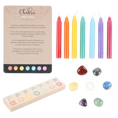 Chakra Energy cadeauset met kaars en kristal