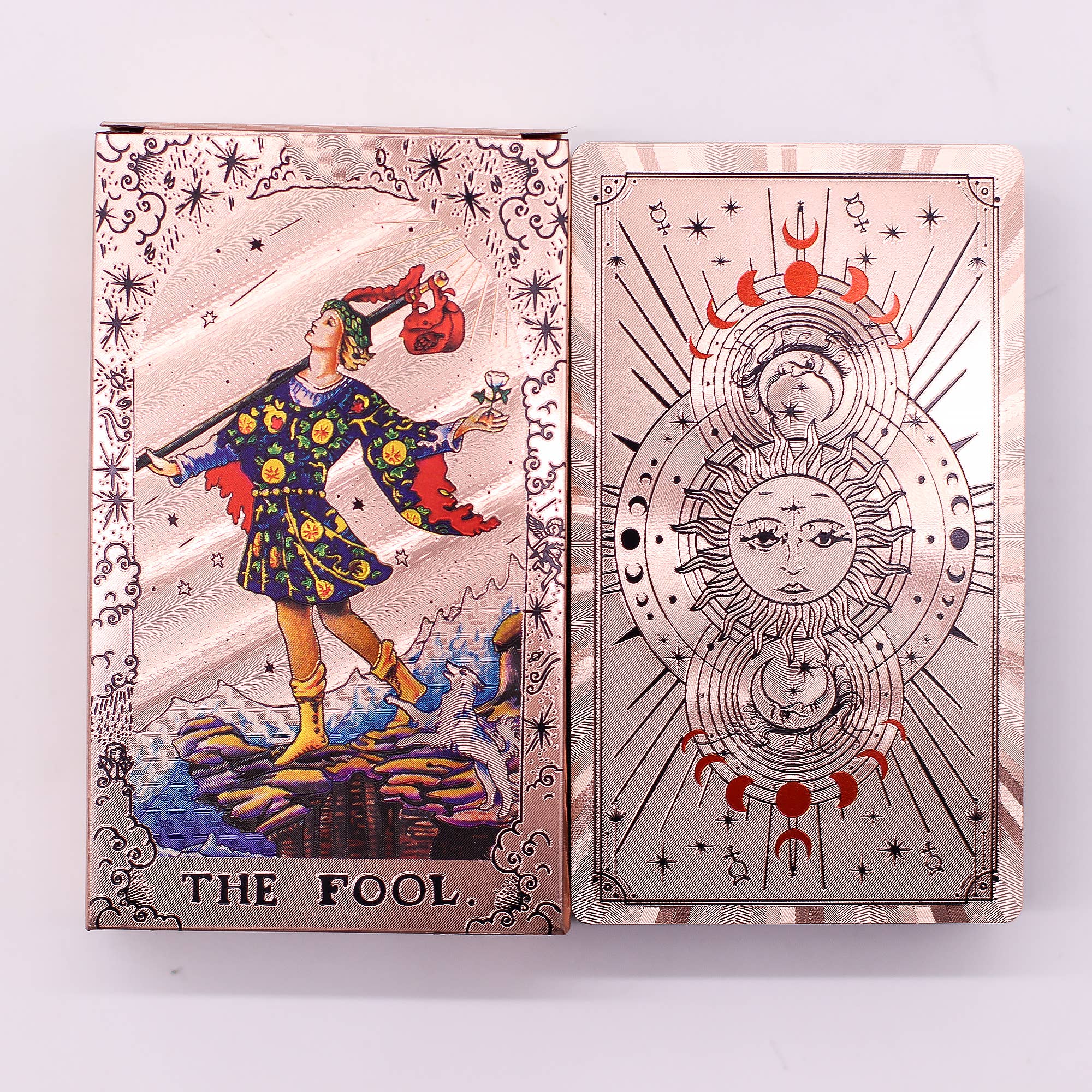 Tarotkaarten in roségoudfolie - Maanfasen