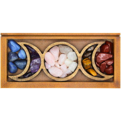 Triple Moon Crystal dienblad en tarotkaarthouder