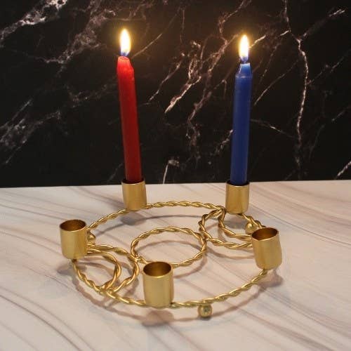 IJzeren Drievoudige Maan Kandelaar 15 cm Goud