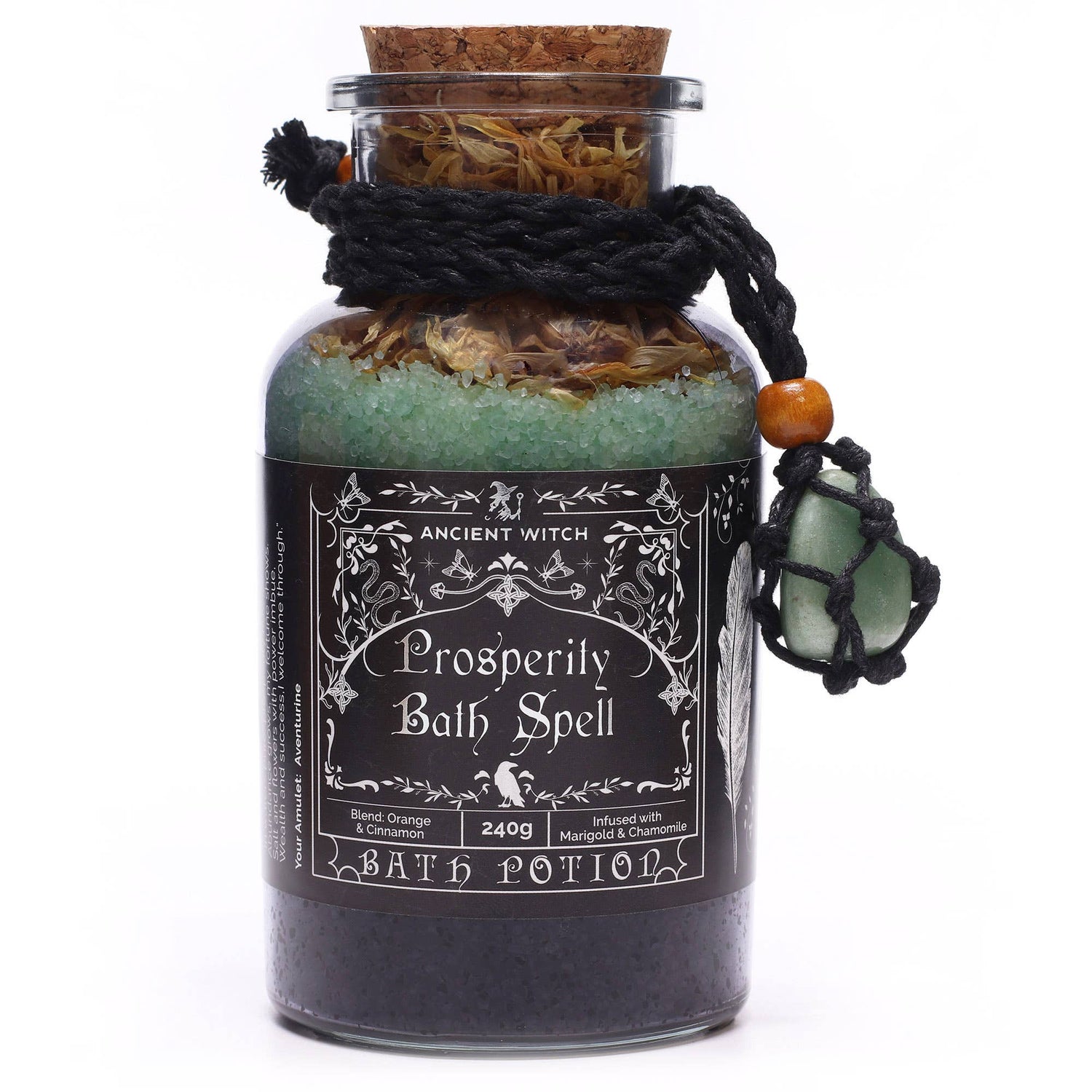 4x Oude heksenbadtoverdrank &amp; aventurijn kristalamulet - welvaart