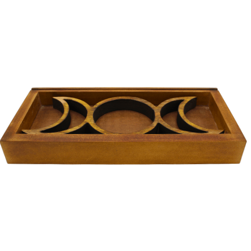 Triple Moon Crystal dienblad en tarotkaarthouder