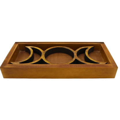 Triple Moon Crystal dienblad en tarotkaarthouder
