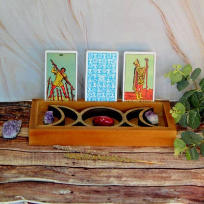 Triple Moon Crystal dienblad en tarotkaarthouder